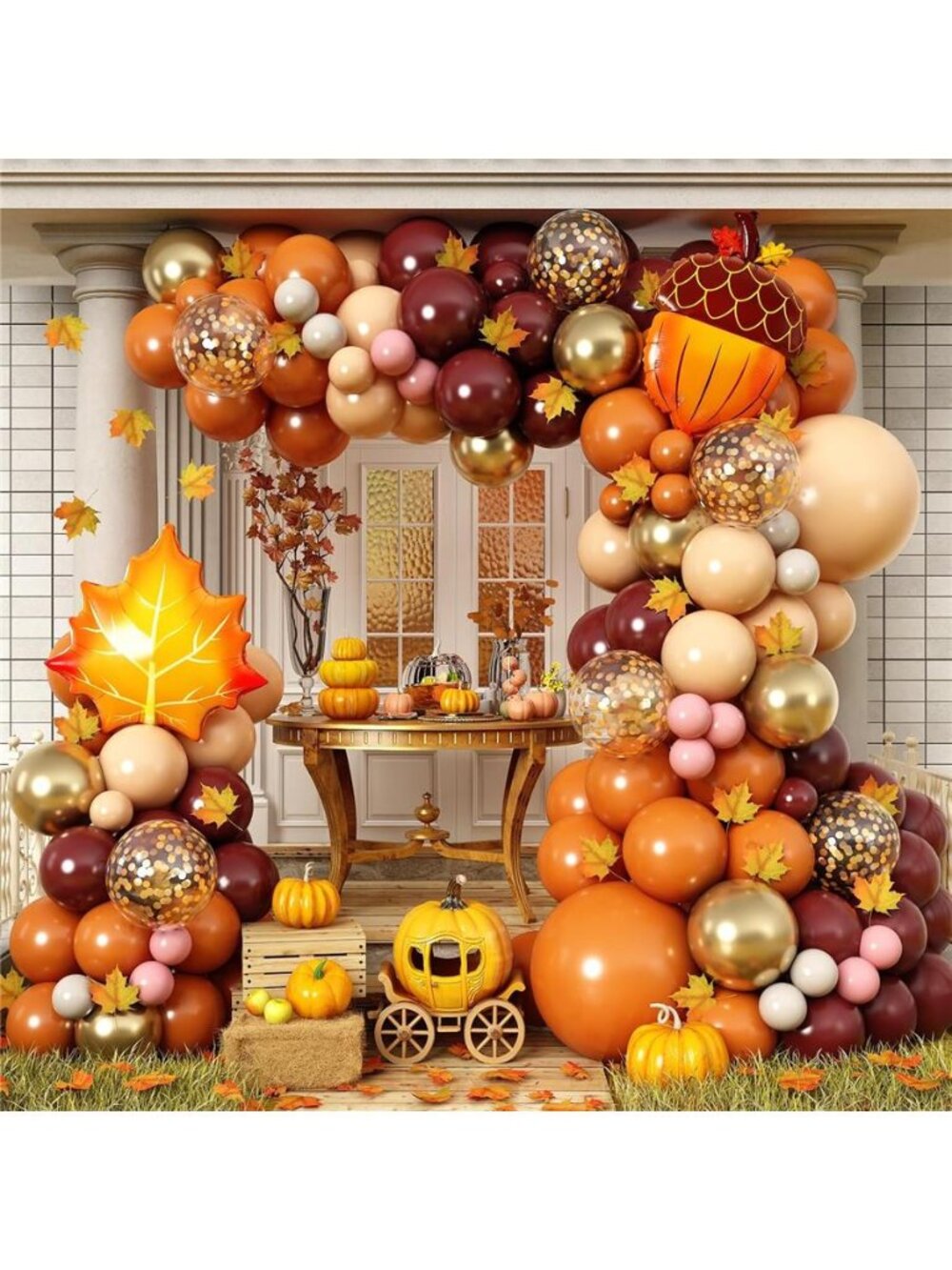 Burgundy Fall Balloon Arch garland Kit Thanksgiving Autumn Party Decor